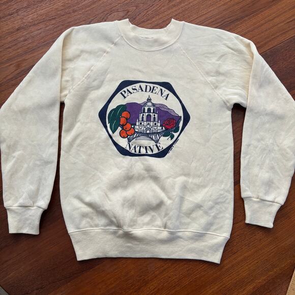 Vintage Sweaters - Vintage 1980's Hanes Pasadena Native yellow adult sweatshirt size S - 1986